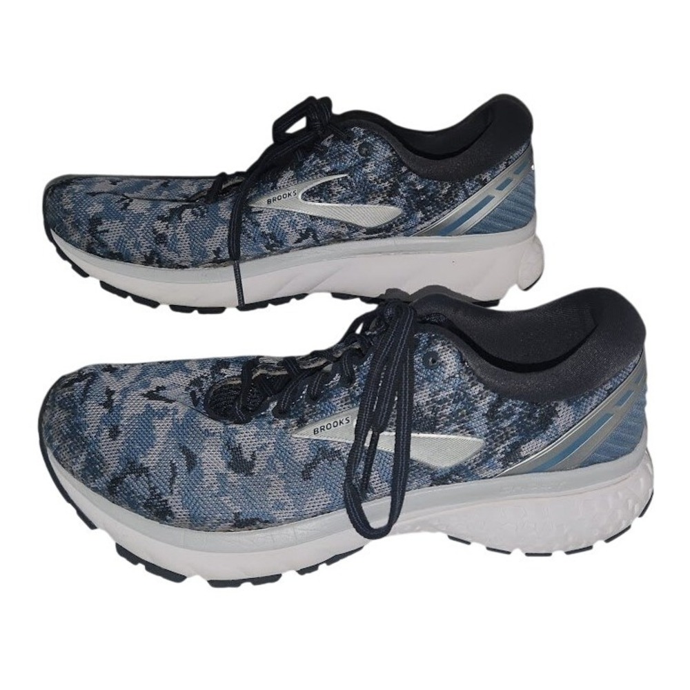 Brooks Ghost 11 Womens Running Shoes Blue Gray Camo 1202771B495 Size 9 Medium